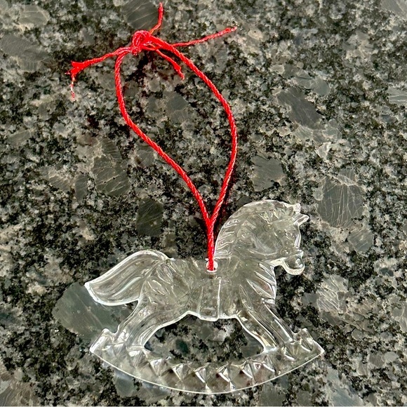 GORHAM Crystal Rocking Horse Holiday ornament Intricate Design Clear Like new - Picture 4 of 9